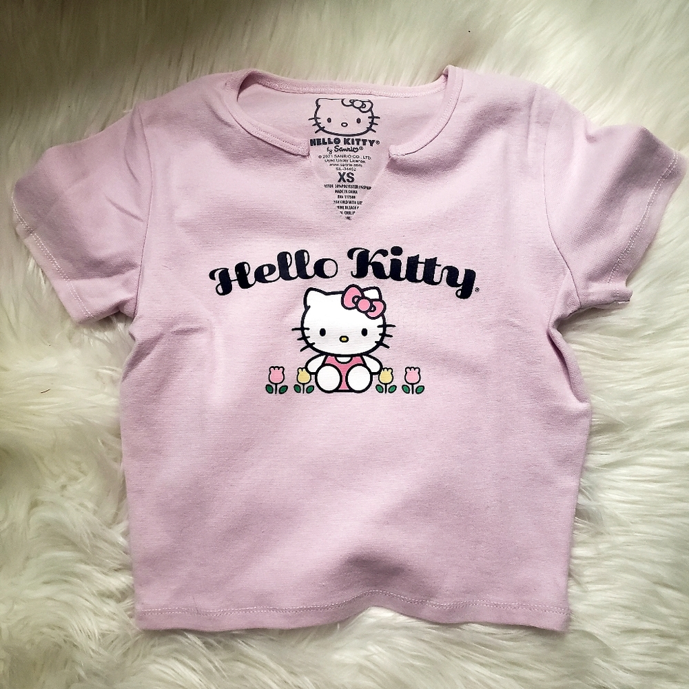 Hello Kitty Pink Tulip Flower Crop Top